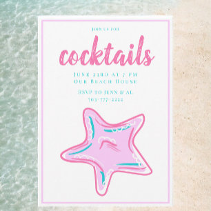 Preppy Pink Seestern / Cocktail Strandparty Einladung