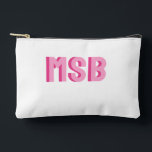 Preppy Pink Shadow Block Monogram, Custom Zubehörtasche<br><div class="desc">Super niedliche Tasche mit doppelrosa Schattenblock Monogramm. Also auf Trend mit der schönen Ästhetik. Ändern Sie die Farben und den Text einfach in Ihren Text - 2 Buchstaben Monogramm,  3 Buchstaben oder ein ganzes Wort/Name. Niedlich,  trendig - perfekt zum Geburtstag,  Junggeselinnen-Abschied und vieles mehr.</div>