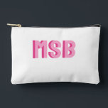 Preppy Pink Shadow Block Monogram, Custom Zubehörtasche<br><div class="desc">Super niedliche Tasche mit doppelrosa Schattenblock Monogramm. Also auf Trend mit der schönen Ästhetik. Ändern Sie die Farben und den Text einfach in Ihren Text - 2 Buchstaben Monogramm,  3 Buchstaben oder ein ganzes Wort/Name. Niedlich,  trendig - perfekt zum Geburtstag,  Junggeselinnen-Abschied und vieles mehr.</div>