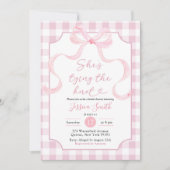 Preppy Pink Sie bindet das Brautparty des Knotens Einladung (Vorderseite)