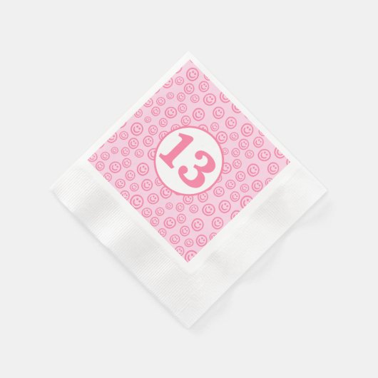 Preppy Pink Smile Face Serviette (Ecke)
