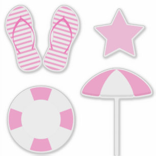 Preppy Pink Strand Sommer Set mit 4 Teilen Aufkleber