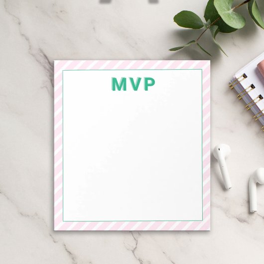 Preppy Pink Strichen Personalisiert Moderne Notepa Notizblock