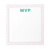 Preppy Pink Strichen Personalisiert Moderne Notepa Notizblock (Vorderseite)