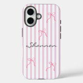 Preppy Pink Stripe and Bow Personalized Case-Mate iPhone Hülle (Rückseite)