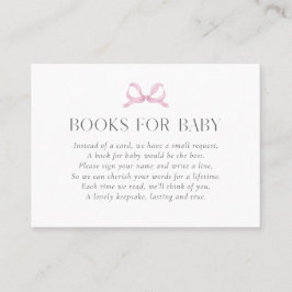 Preppy Pink Stripe Bow "Books for Baby" Girl Card Visitenkarte