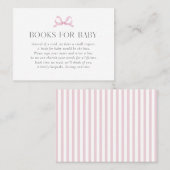 Preppy Pink Stripe Bow "Books for Baby" Girl Card Visitenkarte (Vorne/Hinten)