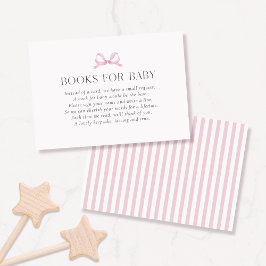 Preppy Pink Stripe Bow "Books for Baby" Girl Card Visitenkarte