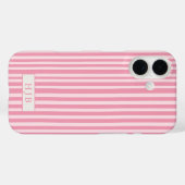 Preppy Pink Stripe Monogram Hübsch iPhone 16 Fall Case-Mate iPhone Hülle (Rückseite (Horizontal))