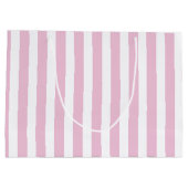 Preppy Pink Stripe und Palm Tree Große Geschenktüte (Rückseite)