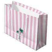 Preppy Pink Stripe und Palm Tree Große Geschenktüte (Vorderseite Schrägansicht)