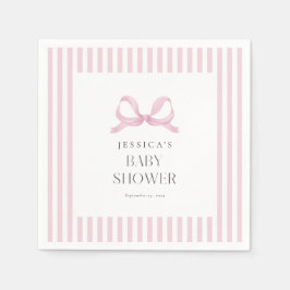 Preppy Pink Striped Bow Baby Showdusche Napkins Serviette