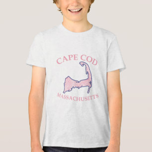 Preppy Pink Striped Cape Cod Silhouette Boy's Tri-Blend Shirt
