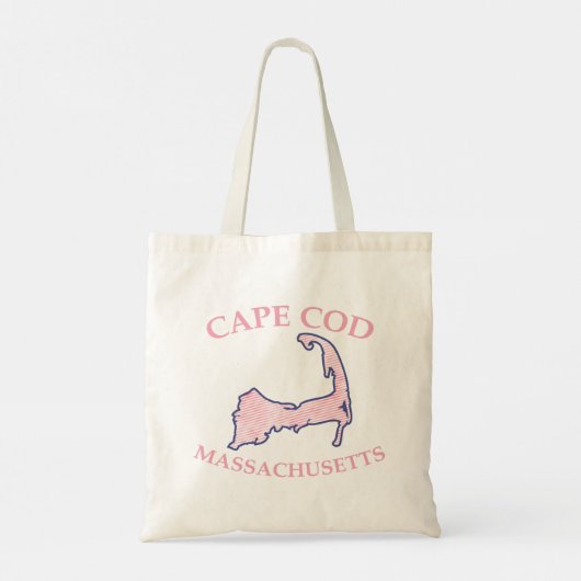 Preppy Pink Striped Cape Cod Silhouette Budget Tragetasche (Rückseite)