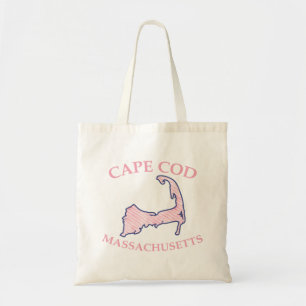 Preppy Pink Striped Cape Cod Silhouette Budget Tragetasche