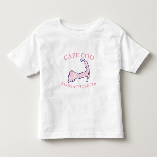 Preppy Pink Striped Cape Cod Silhouette Kleinkind T-shirt (Vorderseite)