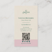 Preppy Pink Stripes Green Bakery Logo QR Code Visitenkarte (Rückseite)