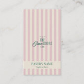 Preppy Pink Stripes Green Bakery Logo QR Code Visitenkarte (Vorderseite)