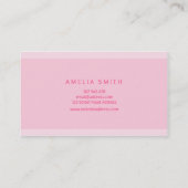 Preppy Pink Stripes Pinselschrift Visitenkarte (Rückseite)