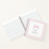 Preppy Pink Striping Bow Baby Showbook Notizblock (Innenseite)