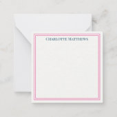 Preppy Pink Teal Navy Blue Pineapple Monogram Mitteilungskarte (Rückseite)