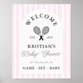Preppy Pink Tennis Baby Dusche Willkommen Poster (Vorne)