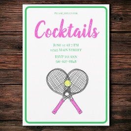 Preppy Pink Tennis Racquets Cocktail Party Einladung
