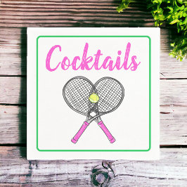Preppy Pink Tennis Racquets Cocktail Party Serviette
