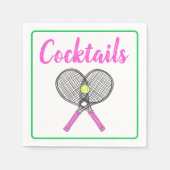 Preppy Pink Tennis Racquets Cocktail Party Serviette (Vorderseite)