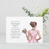 Preppy Pink Toile Geburtstagsparty Einladung (Stehend Vorderseite)