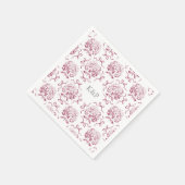 Preppy Pink Toile Hydrangea Bow mit Namen Serviette (Ecke)