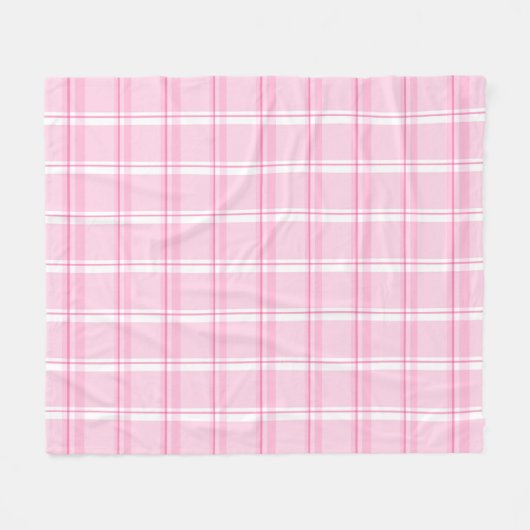 Preppy Pink Traditional Checkered Pattern Fleecedecke (Vorderseite (Horizontal))