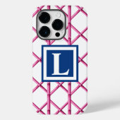 Preppy Pink Trellis Bamboo Muster Monogram Case-Mate iPhone Hülle (Rückseite)