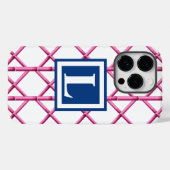 Preppy Pink Trellis Bamboo Muster Monogram Case-Mate iPhone Hülle (Rückseite (Horizontal))
