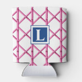 Preppy Pink Trellis Bamboo Muster Monogram Dosenkühler (Rückseite)