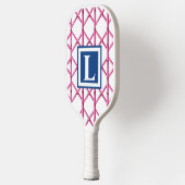 Preppy Pink Trellis Bamboo Muster Monogram Pickleball Schläger (Links)