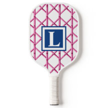 Preppy Pink Trellis Bamboo Muster Monogram