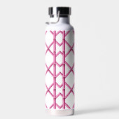 Preppy Pink Trellis Bamboo Pattern Navy Monogram Trinkflasche (Rechts)