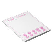 Preppy Pink Tropical Pineapes Personalisiert Notizblock (angewinkelt)