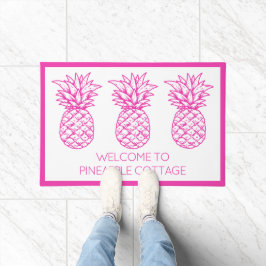 Preppy Pink Tropical Pineapse Personalisiert Fußmatte