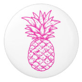 Preppy Pink Tropical Pineapse Personalisiert Keramikknauf (Vorderseite)
