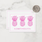 Preppy Pink Tropical Pineapse Personalisiert Mitteilungskarte (Vorderseite/Rückseite Beispiel)