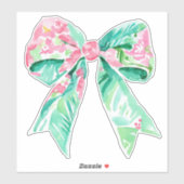 Preppy Pink und Aqua Floral Bow Aufkleber (Blatt)