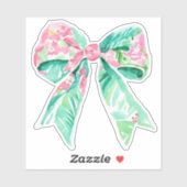 Preppy Pink und Aqua Floral Bow Aufkleber (Blatt)