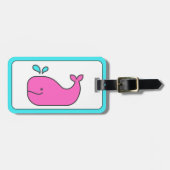Preppy Pink und Aqua Whale Personalisiert Gepäckanhänger (Vorderseite horizontal)