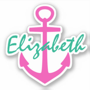 Preppy Pink und Aquamariner Nautical Anchor Person Aufkleber