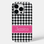 Preppy Pink und Black Hahnentrittmuster Personalis Case-Mate iPhone Hülle (Rückseite)