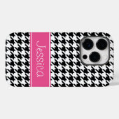 Preppy Pink und Black Hahnentrittmuster Personalis Case-Mate iPhone Hülle (Rückseite (Horizontal))