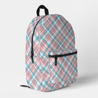 Preppy Pink und Blue Kariert Bedruckter Rucksack