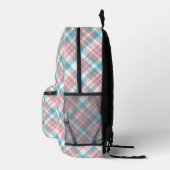 Preppy Pink und Blue Kariert Bedruckter Rucksack (Rechts)